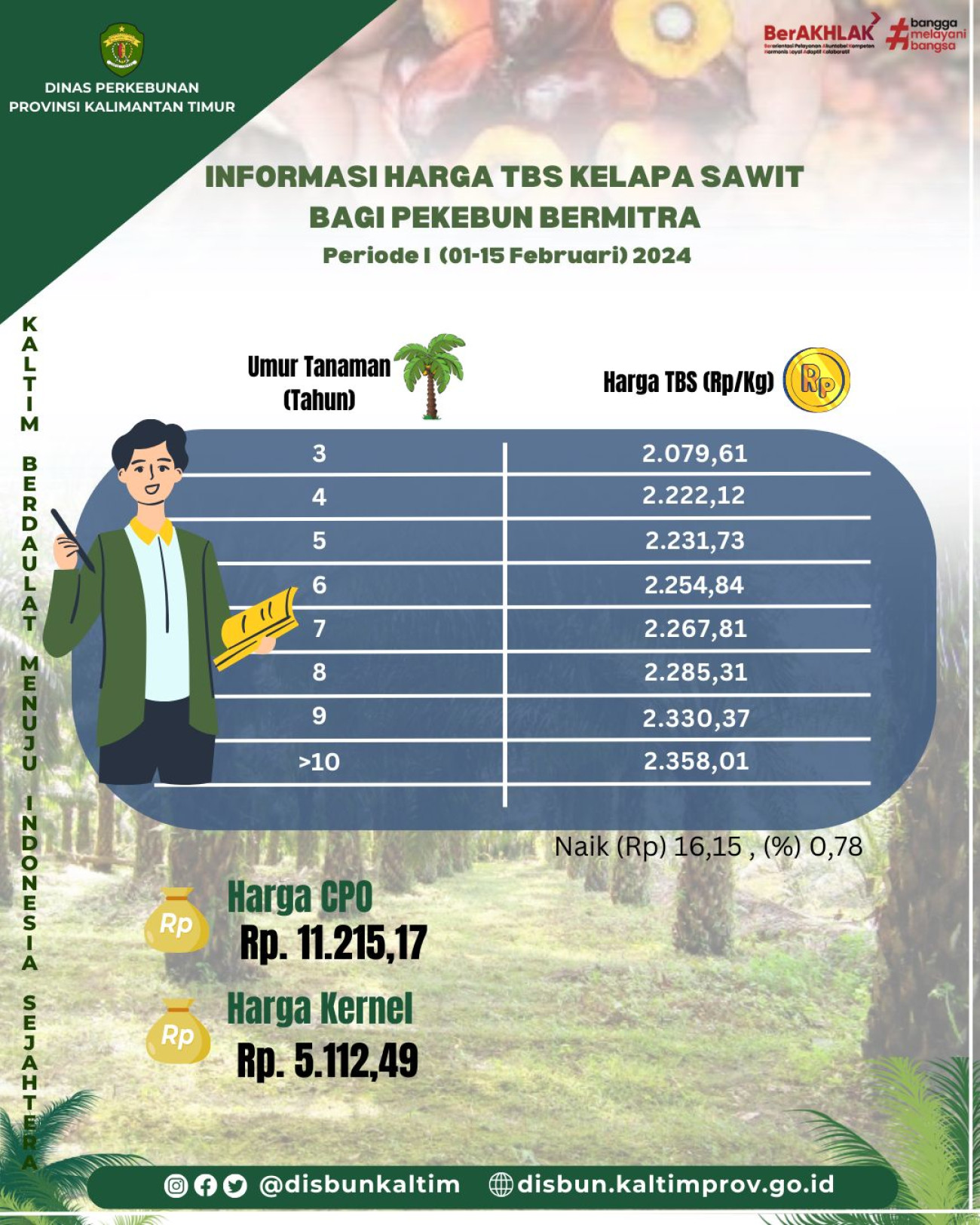 Informasi Harga TBS Kelapa Sawit bagi Pekebun Mitra Periode I Bulan Pebruari 2024