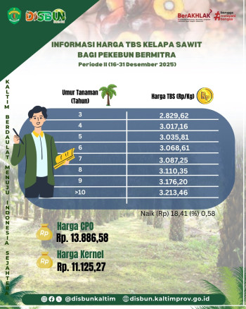 Informasi Harga TBS Kelapa Sawit bagi Pekebun Mitra Periode II Bulan Desember 2025